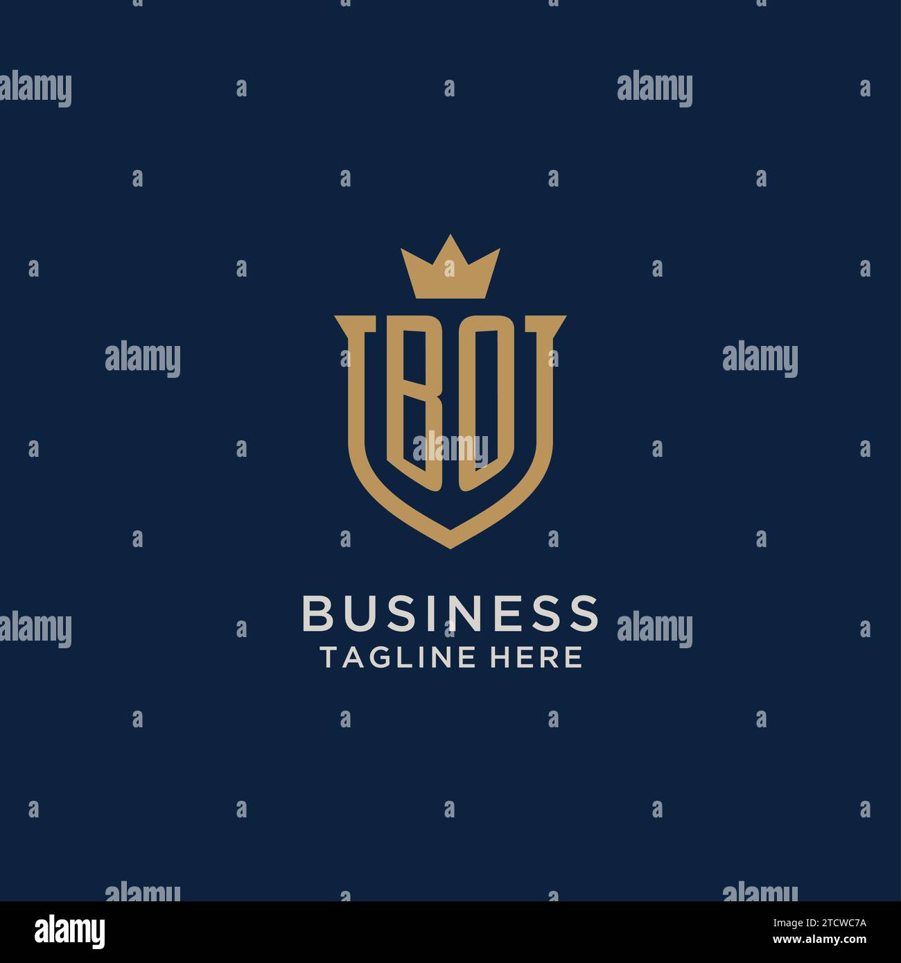 BO initial shield crown logo vector graphic Stock Vector