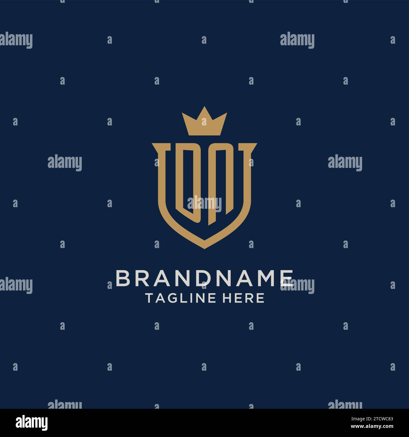 DN initial shield crown logo vector graphic Stock Vector