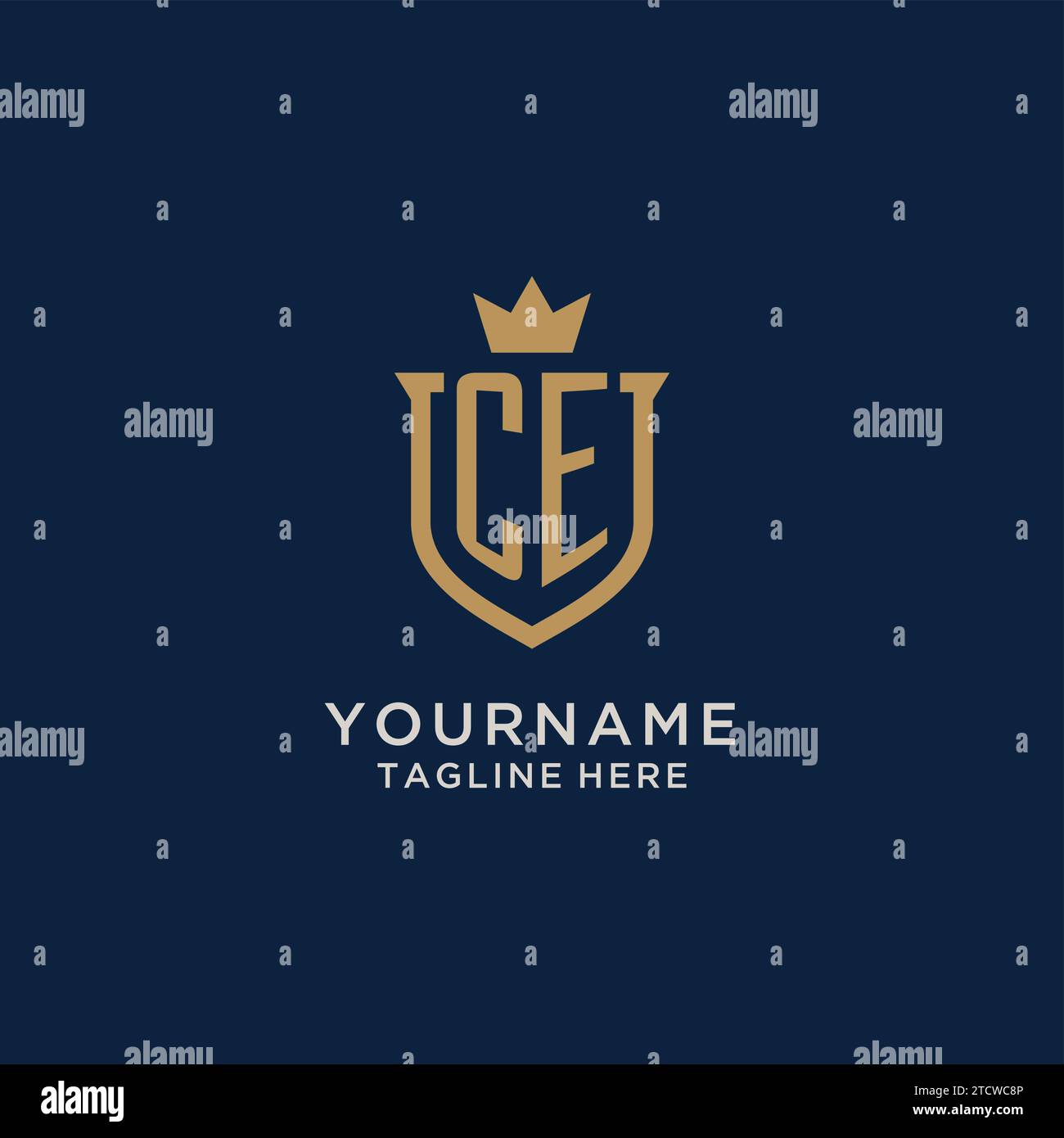 CE initial shield crown logo vector graphic Stock Vector