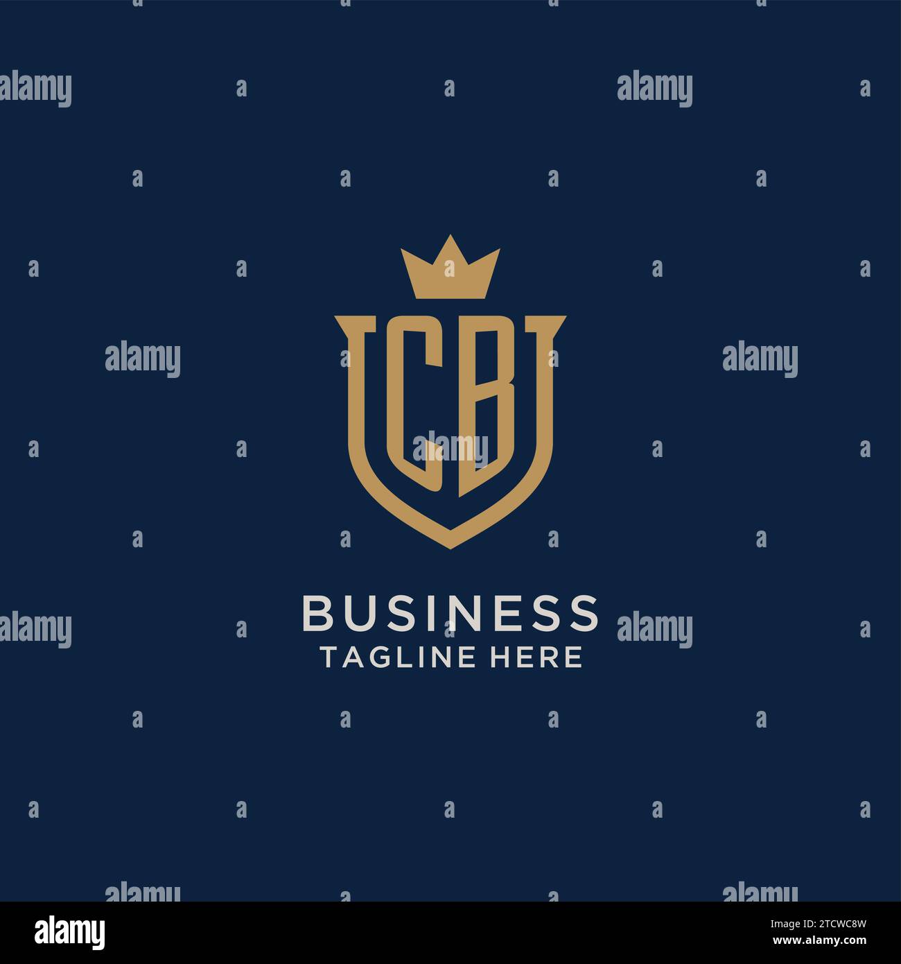 CB initial shield crown logo vector graphic Stock Vector