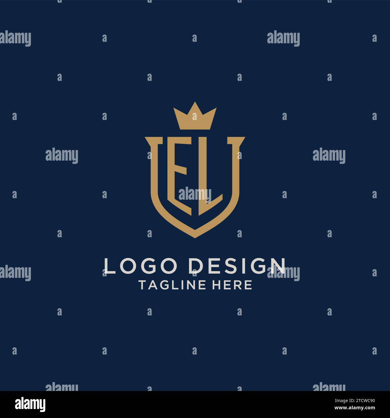 EL initial shield crown logo vector graphic Stock Vector