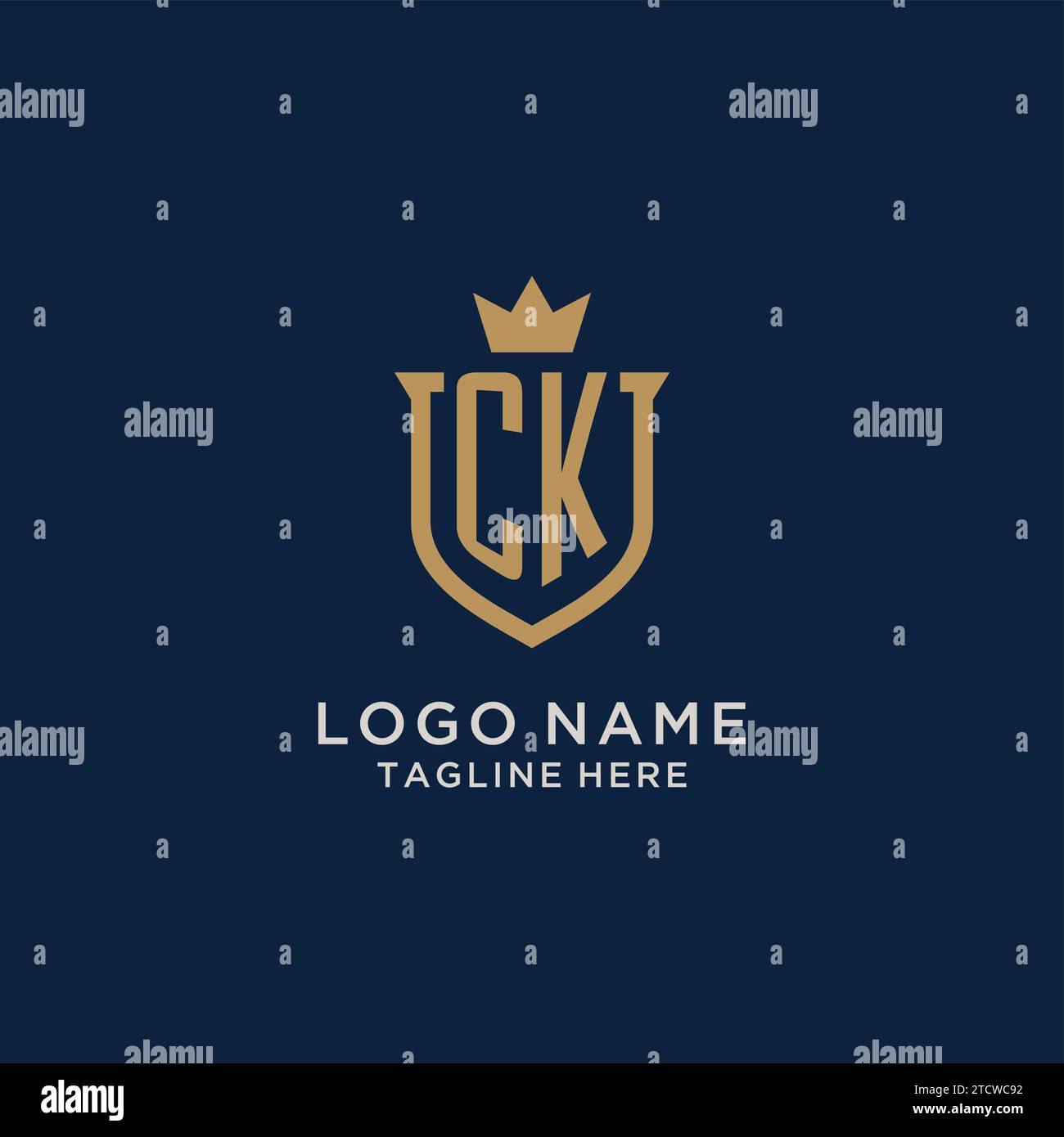 CK initial shield crown logo vector graphic Stock Vector