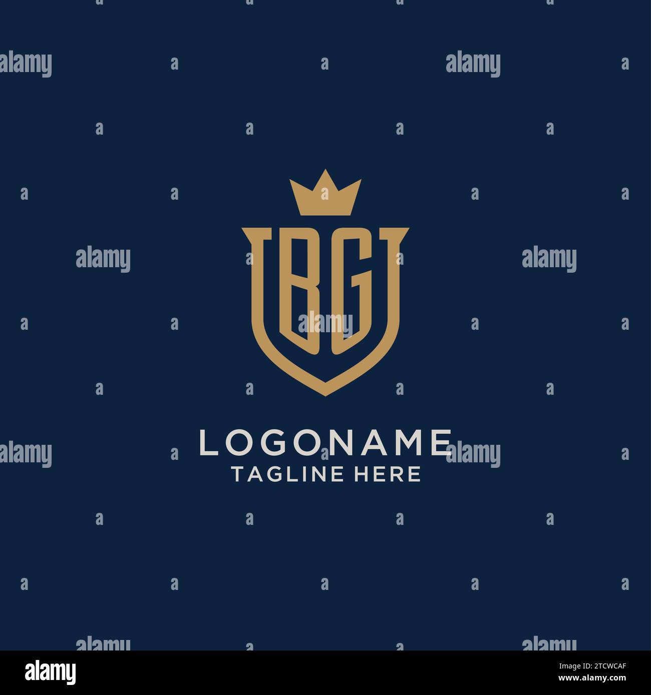 BG initial shield crown logo vector graphic Stock Vector