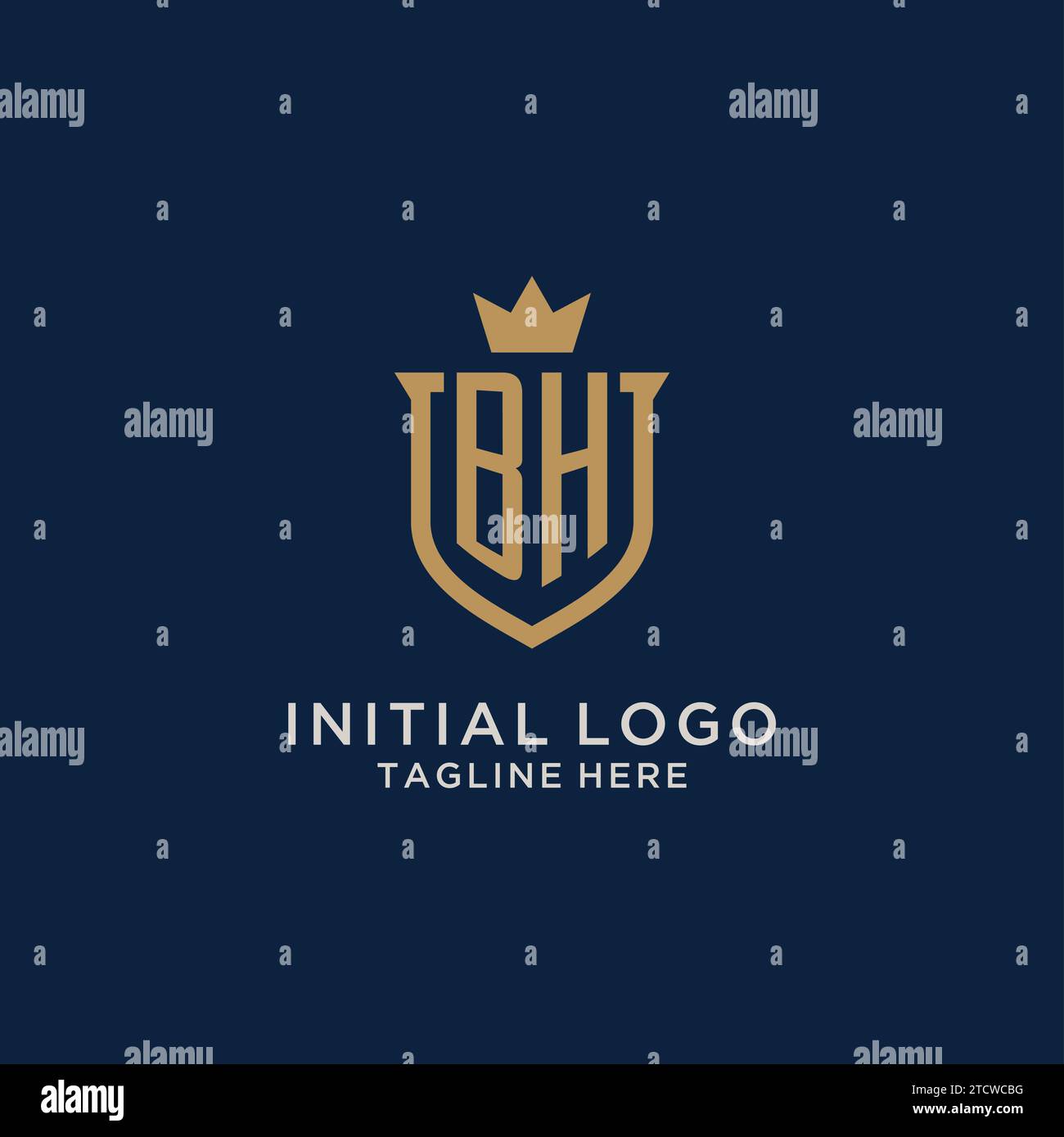 BH initial shield crown logo vector graphic Stock Vector