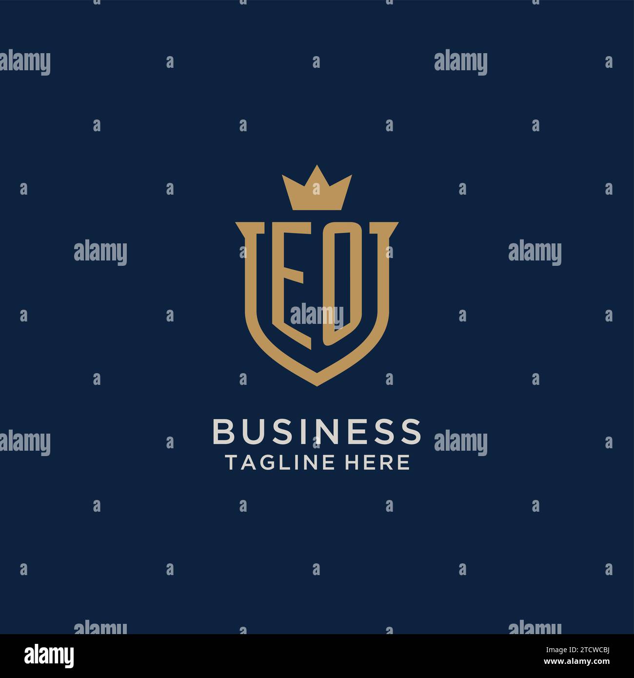 EO initial shield crown logo vector graphic Stock Vector