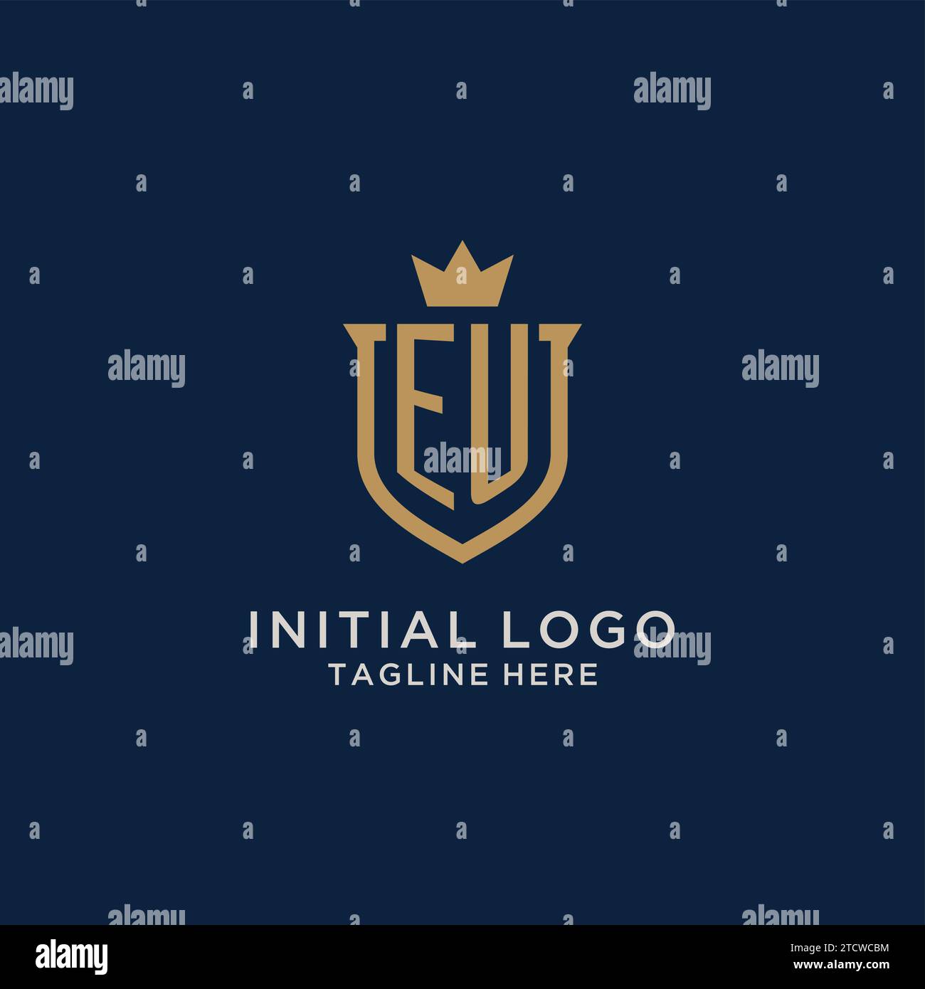 EU initial shield crown logo vector graphic Stock Vector