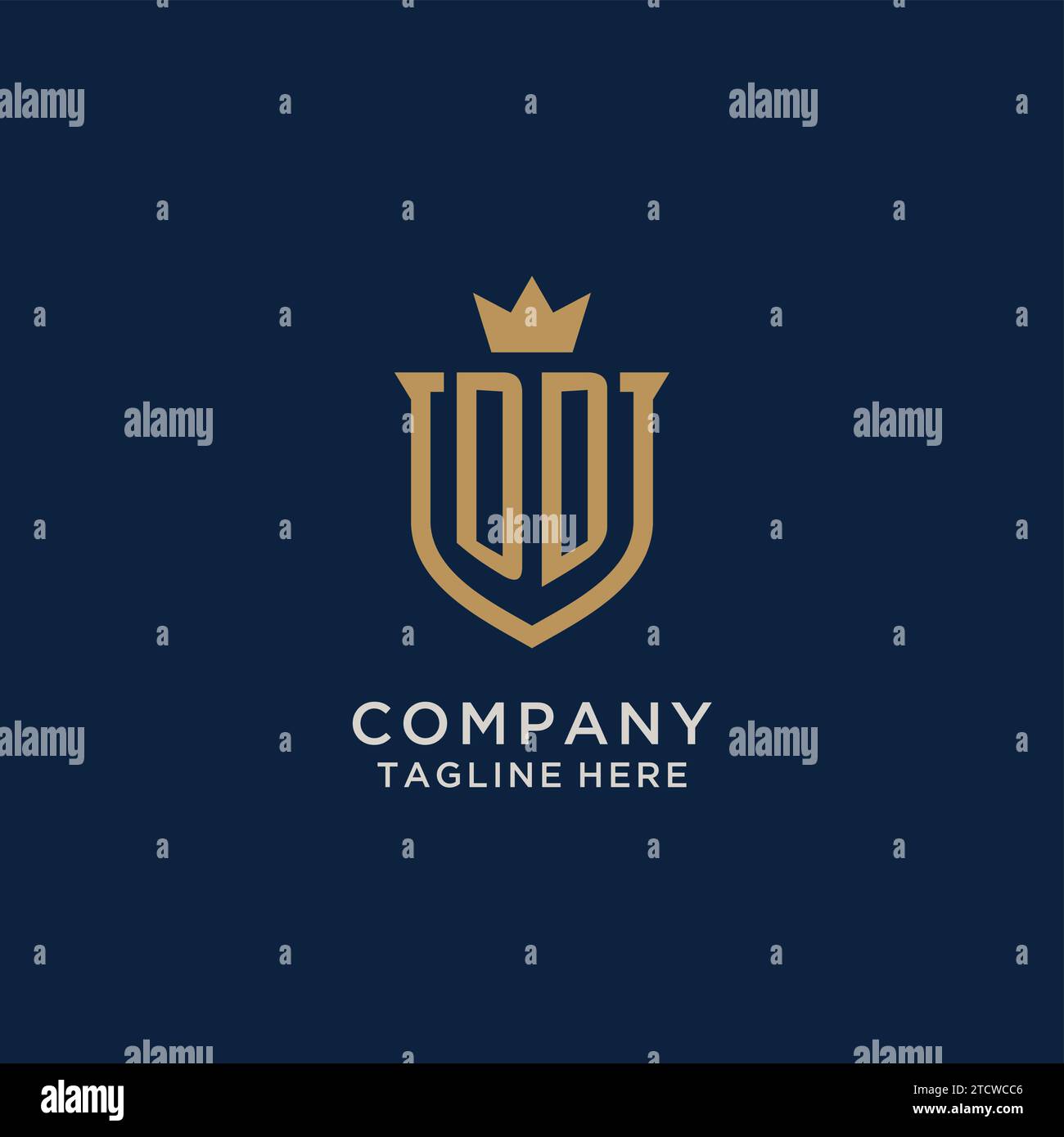 DD initial shield crown logo vector graphic Stock Vector