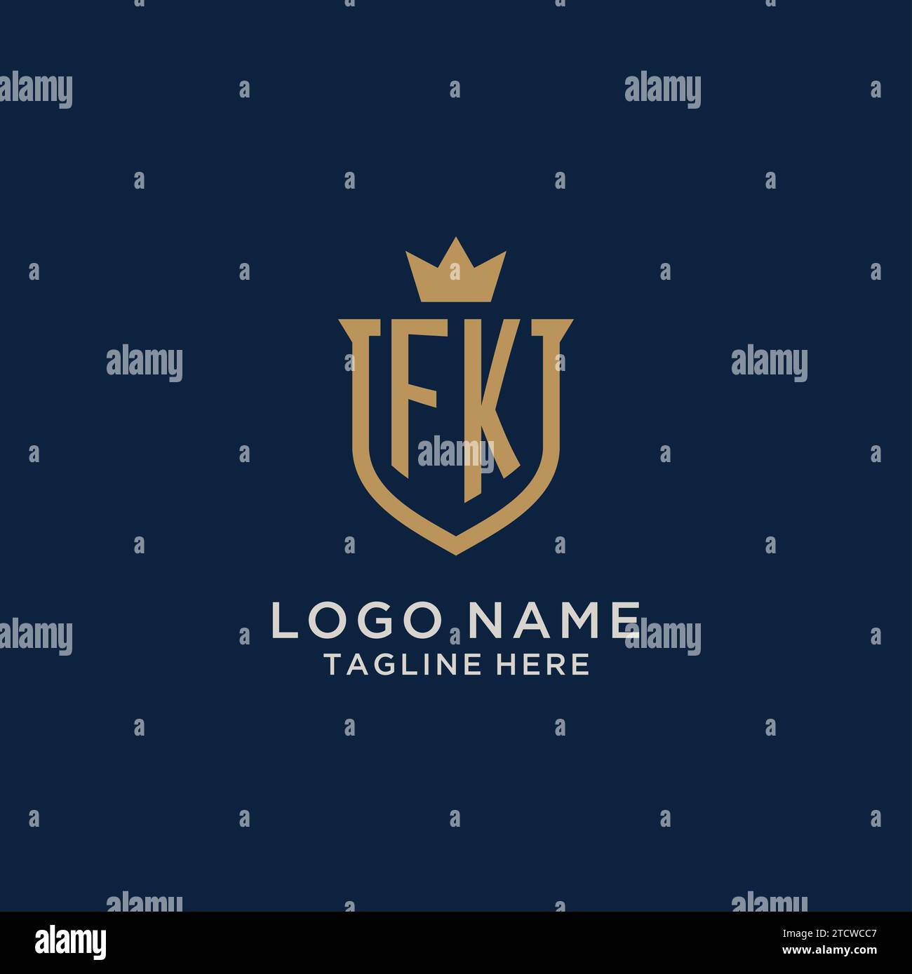 FK initial shield crown logo vector graphic Stock Vector