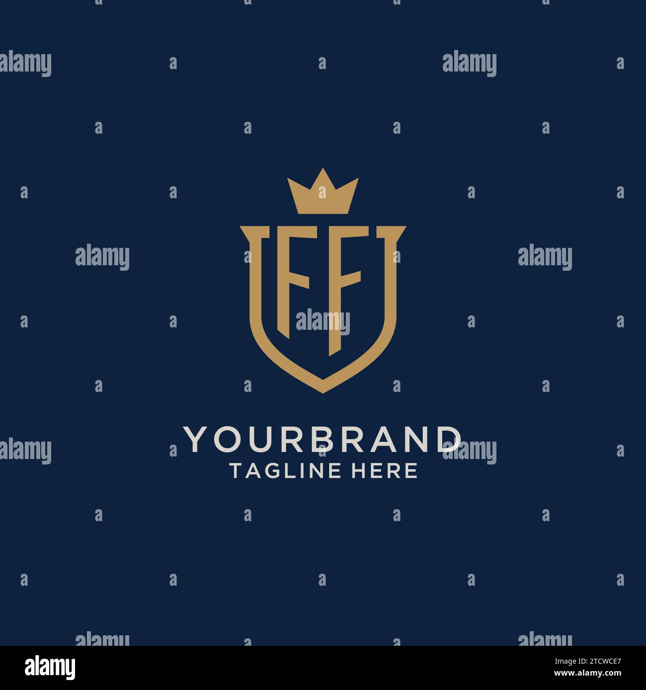 FF initial shield crown logo vector graphic Stock Vector