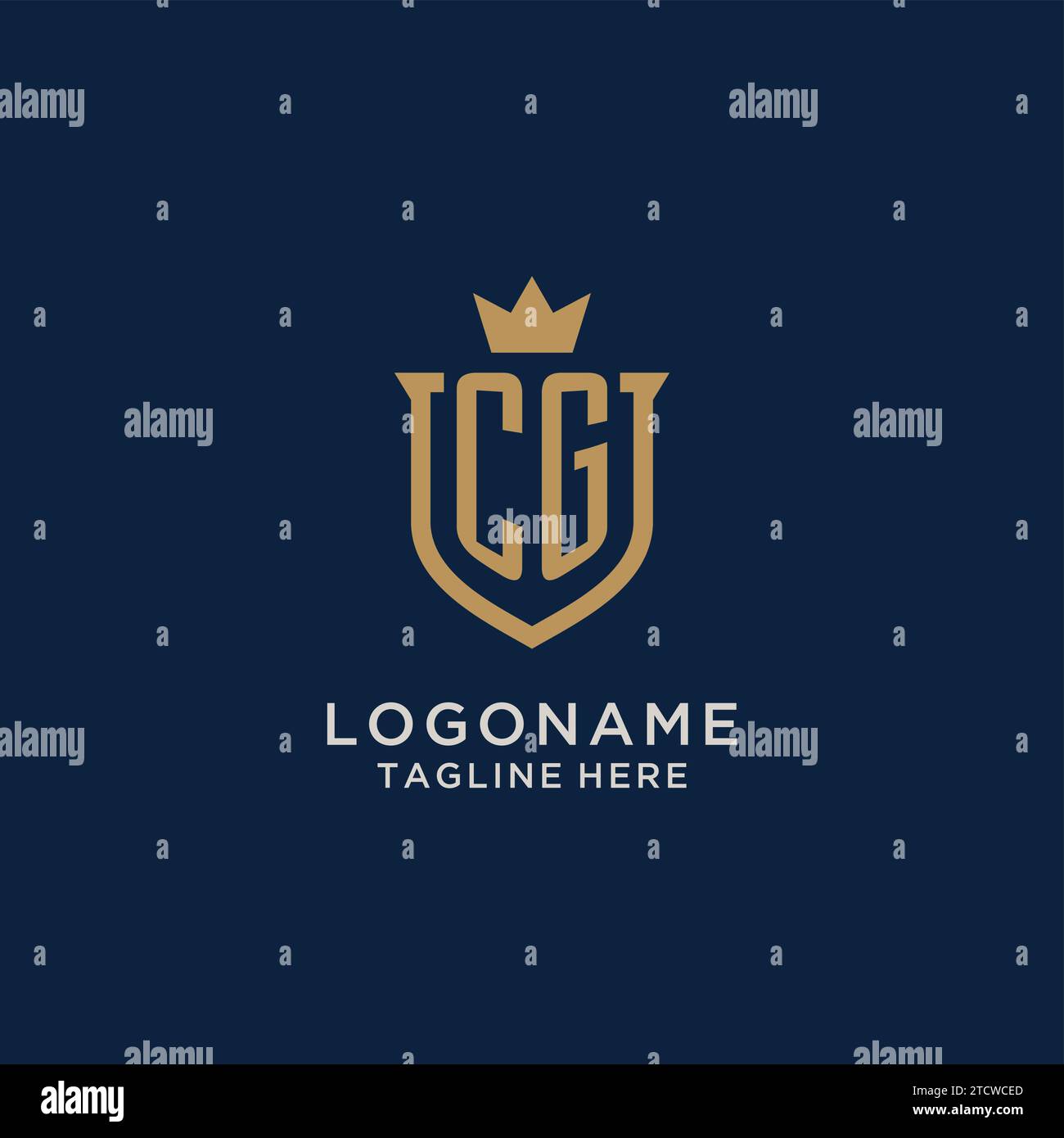 CG initial shield crown logo vector graphic Stock Vector