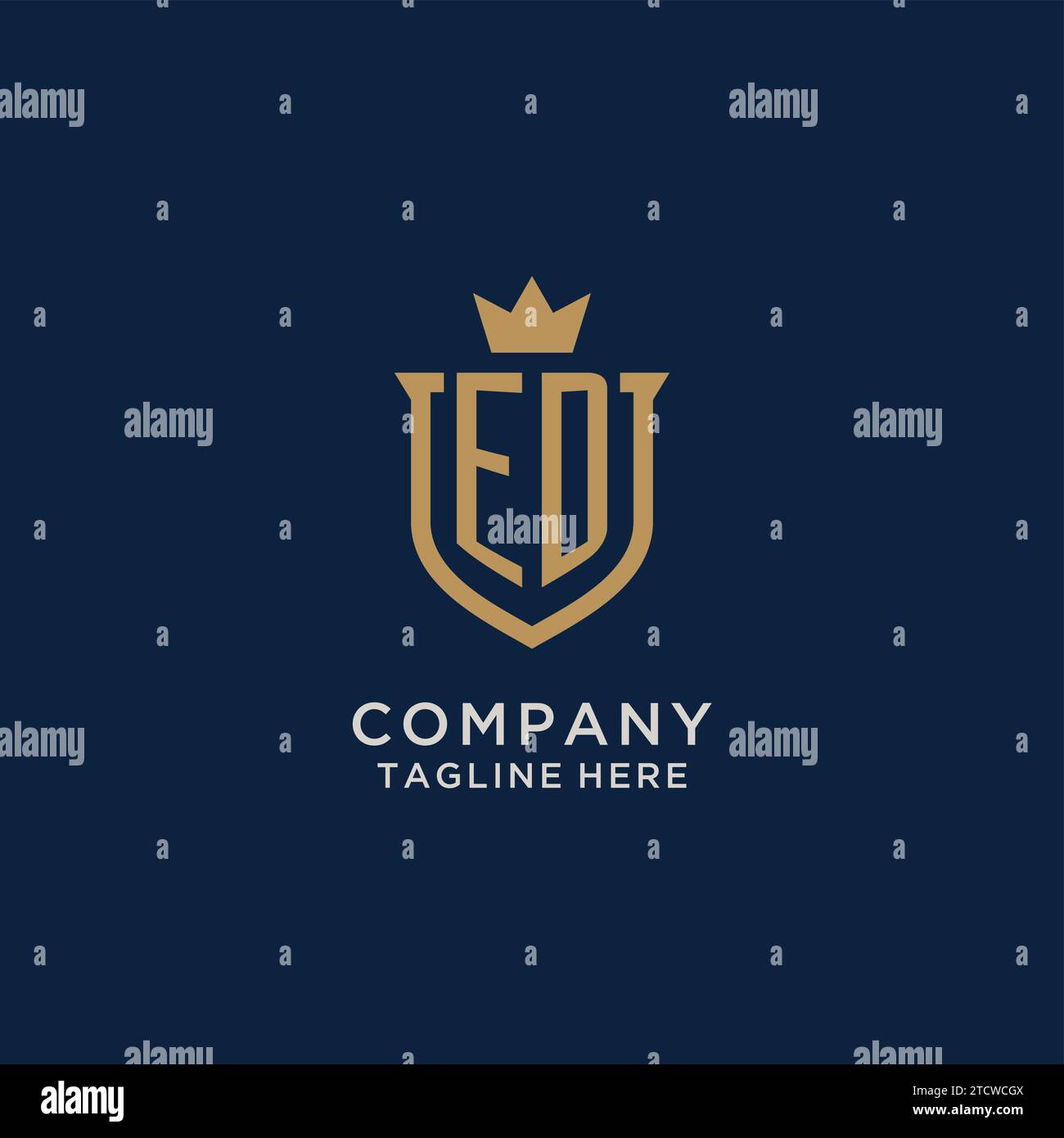 ED initial shield crown logo vector graphic Stock Vector