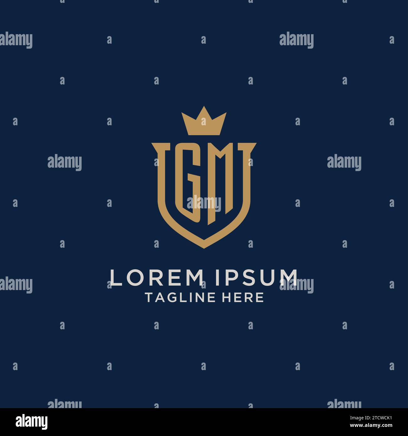 GM initial shield crown logo vector graphic Stock Vector