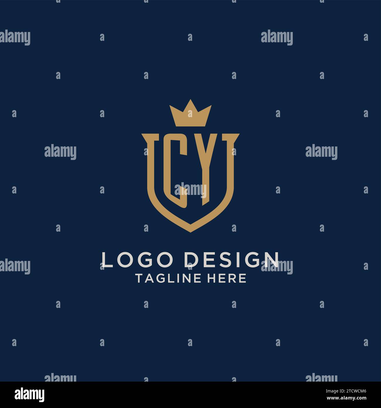 CY initial shield crown logo vector graphic Stock Vector
