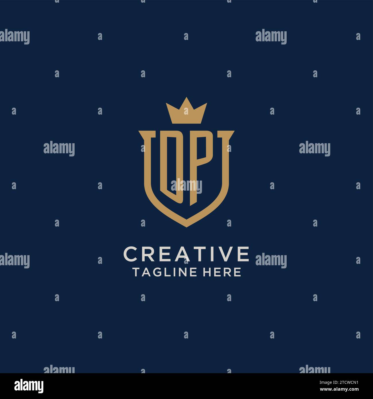 DP initial shield crown logo vector graphic Stock Vector