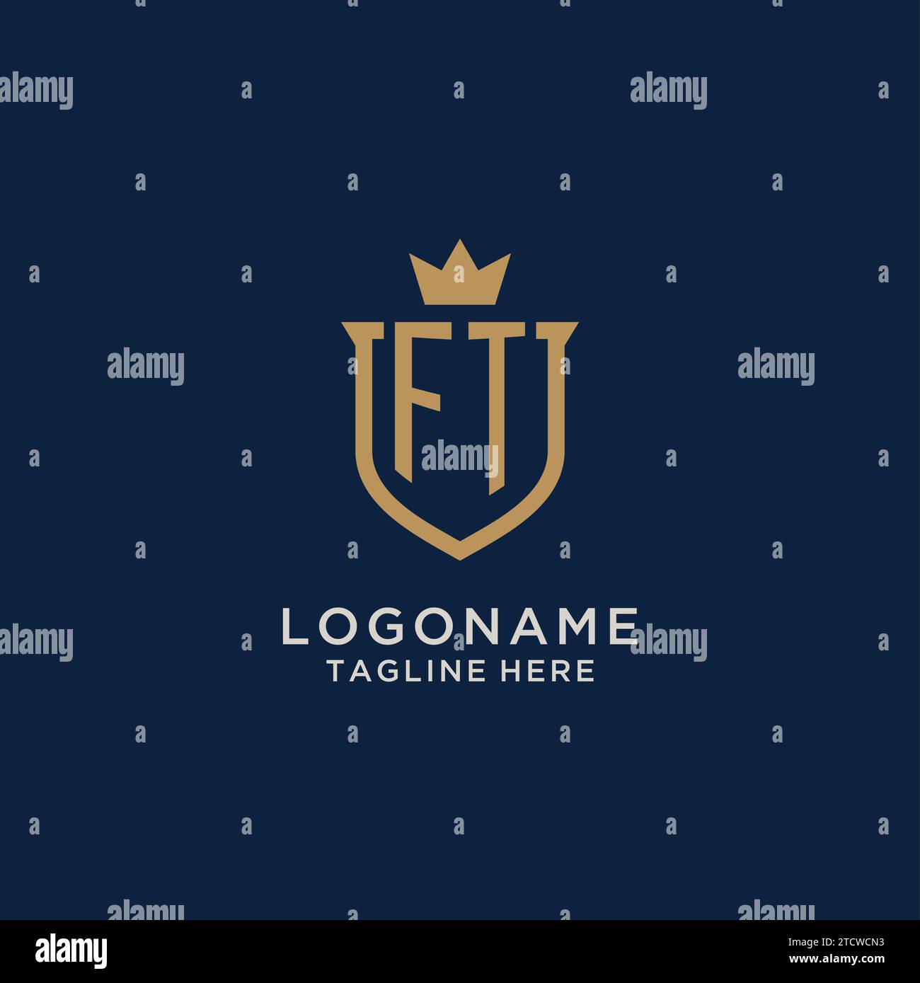 FT initial shield crown logo vector graphic Stock Vector