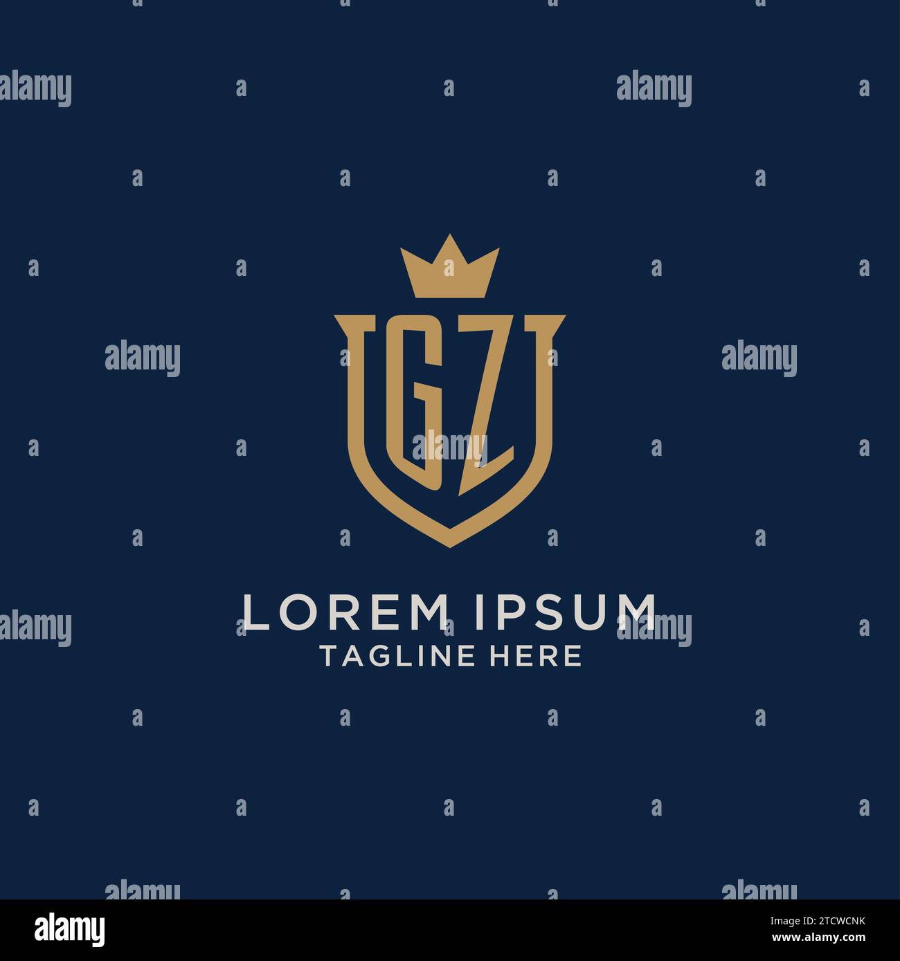 GZ initial shield crown logo vector graphic Stock Vector
