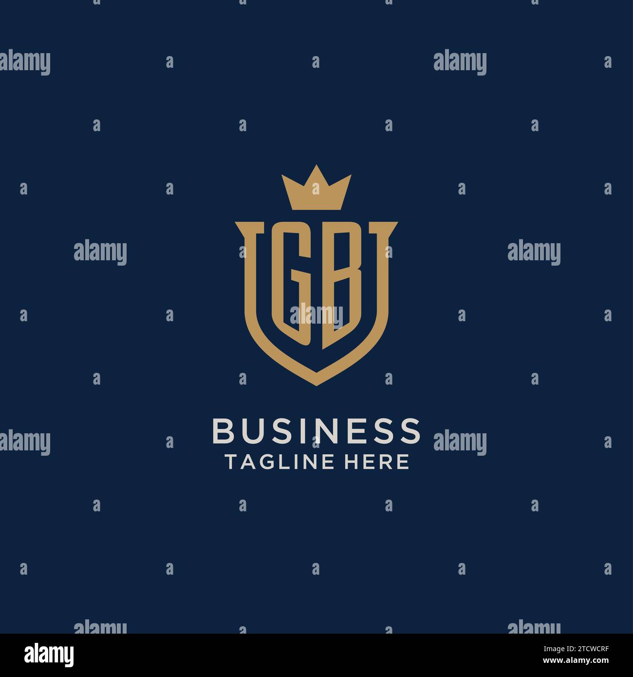 GB initial shield crown logo vector graphic Stock Vector