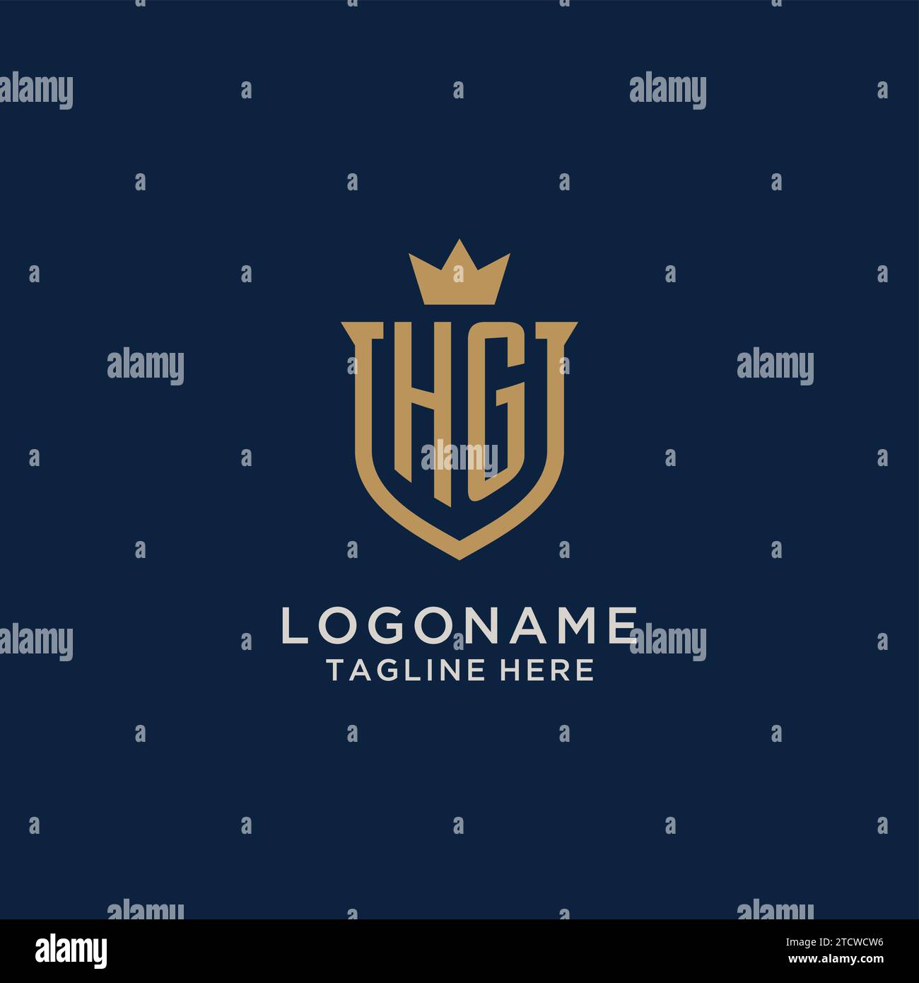 HG initial shield crown logo vector graphic Stock Vector