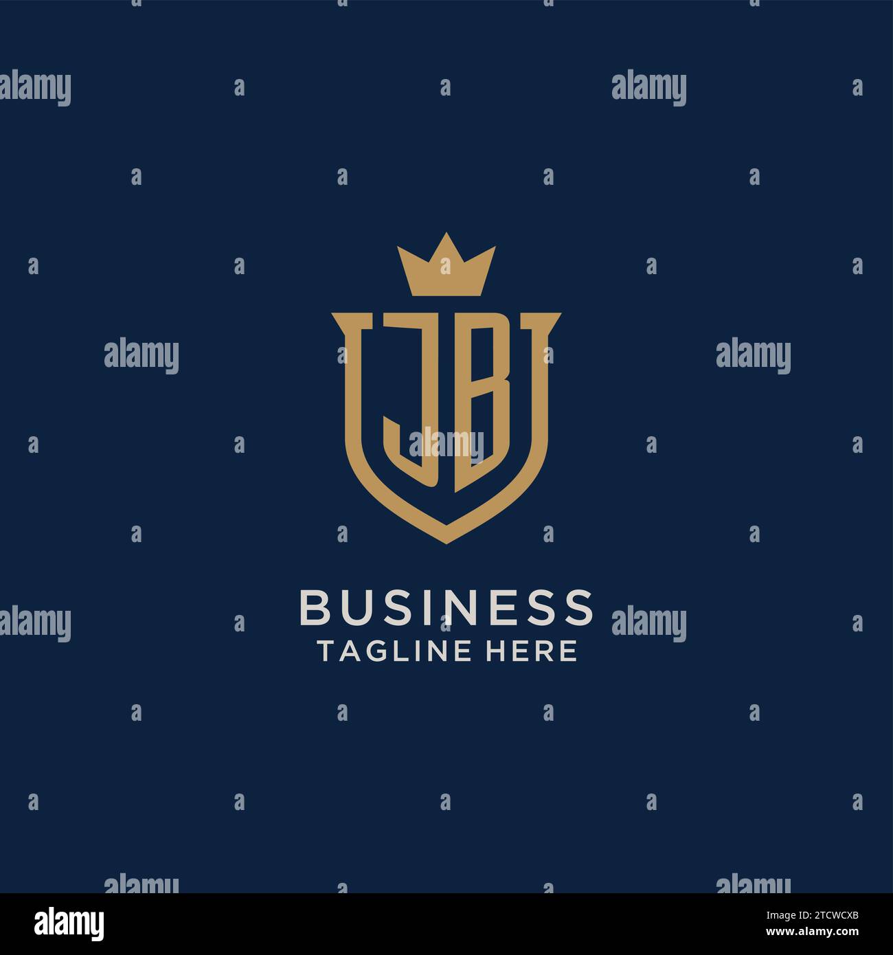 JB initial shield crown logo vector graphic Stock Vector