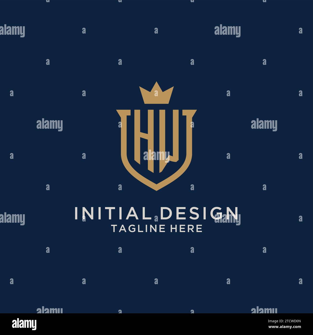 HW initial shield crown logo vector graphic Stock Vector