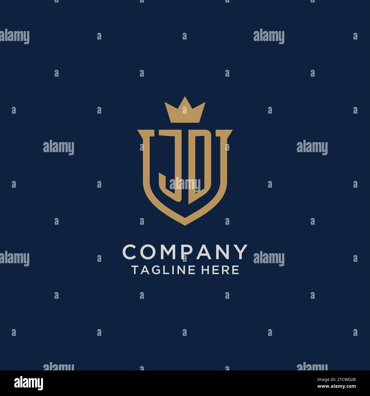 JD initial shield crown logo vector graphic Stock Vector