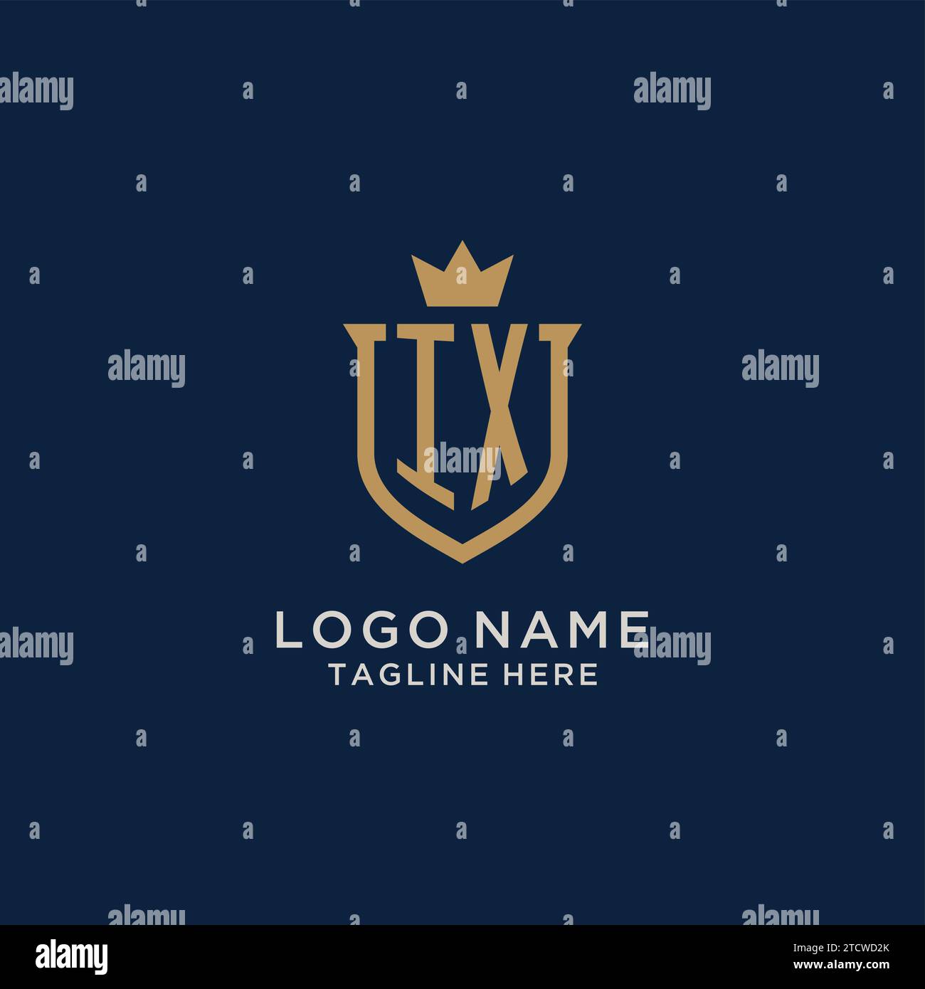 IX initial shield crown logo vector graphic Stock Vector