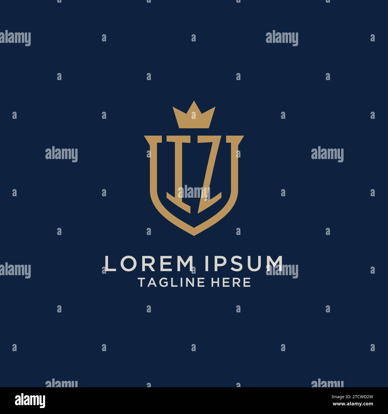 IZ initial shield crown logo vector graphic Stock Vector