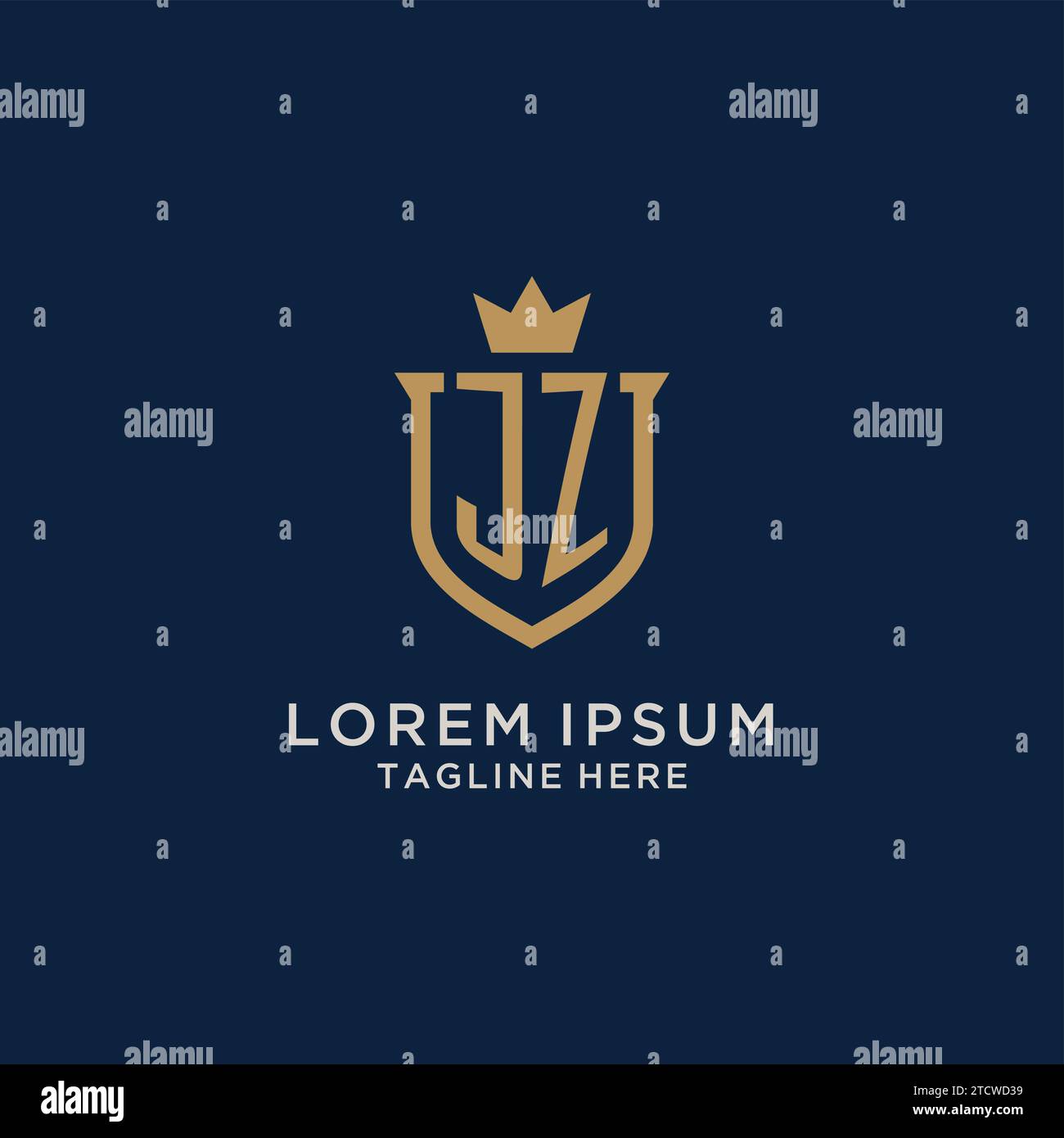 JZ initial shield crown logo vector graphic Stock Vector