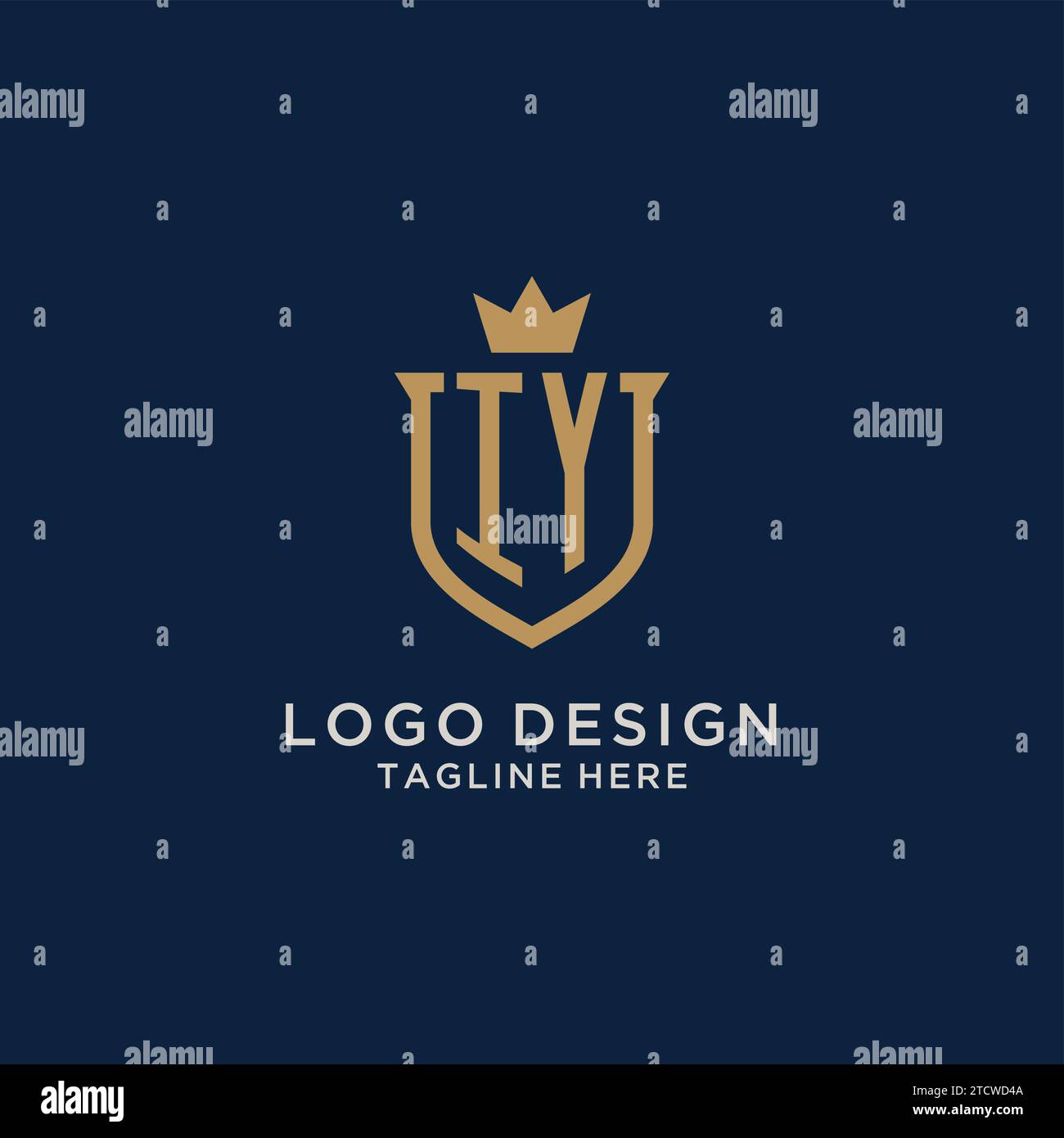 IY initial shield crown logo vector graphic Stock Vector