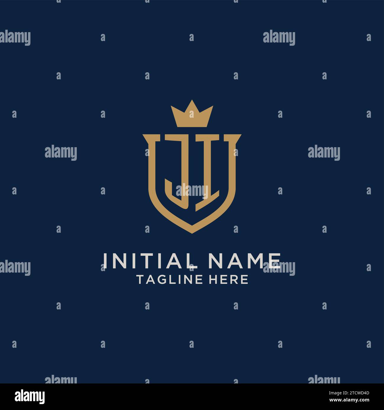 JI initial shield crown logo vector graphic Stock Vector