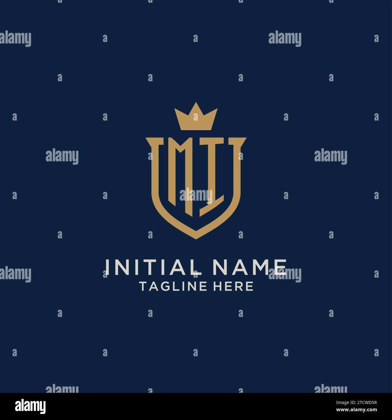 MI initial shield crown logo vector graphic Stock Vector