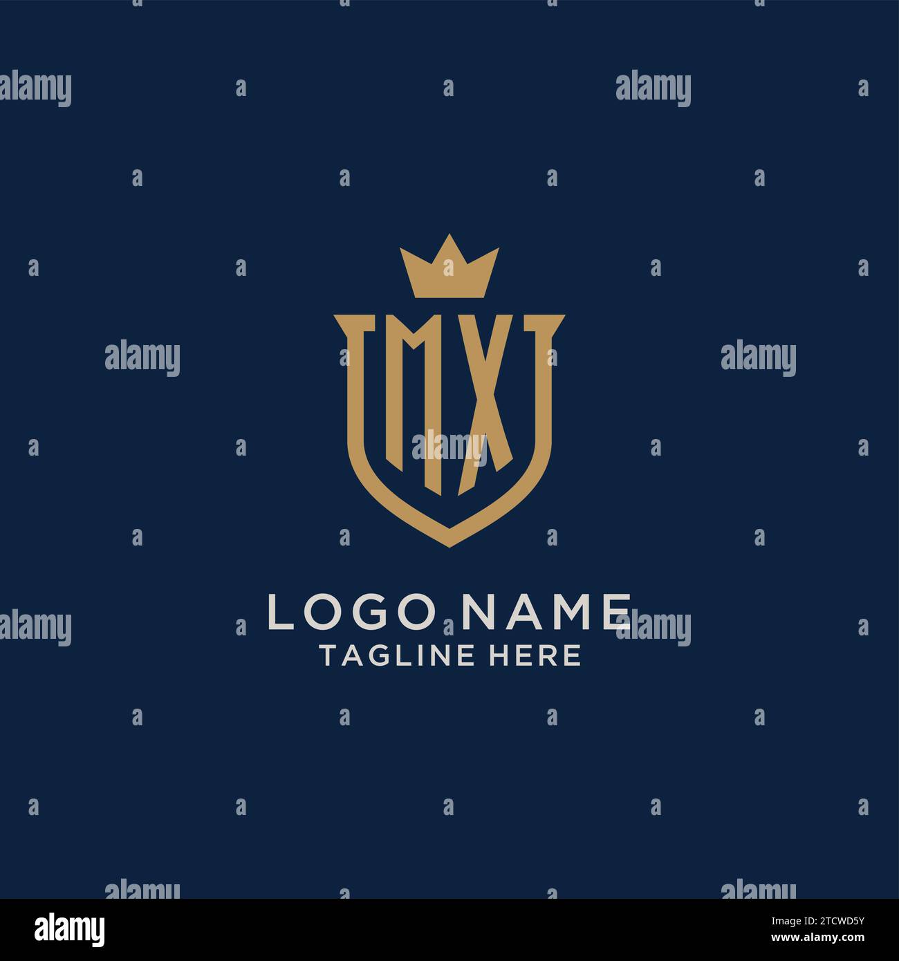 MX initial shield crown logo vector graphic Stock Vector