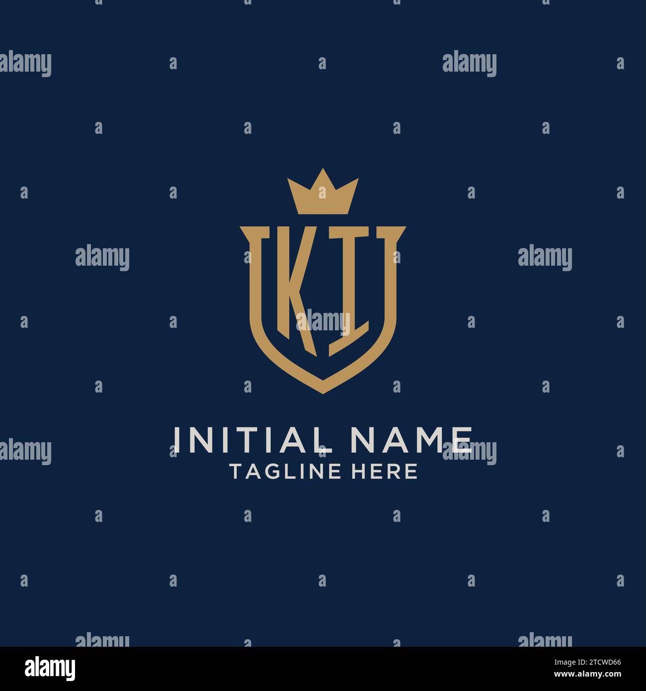 KI initial shield crown logo vector graphic Stock Vector