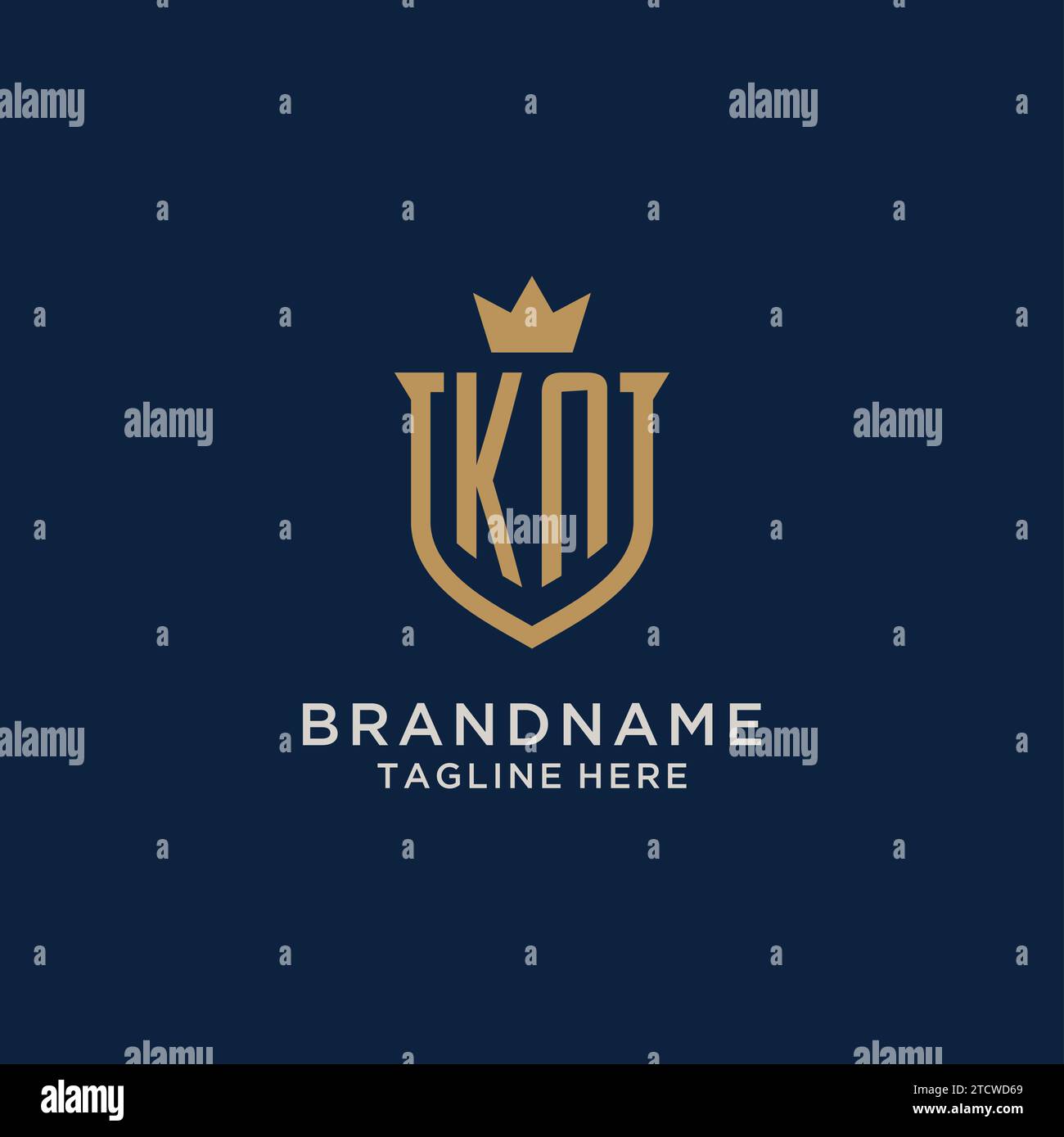 KN initial shield crown logo vector graphic Stock Vector