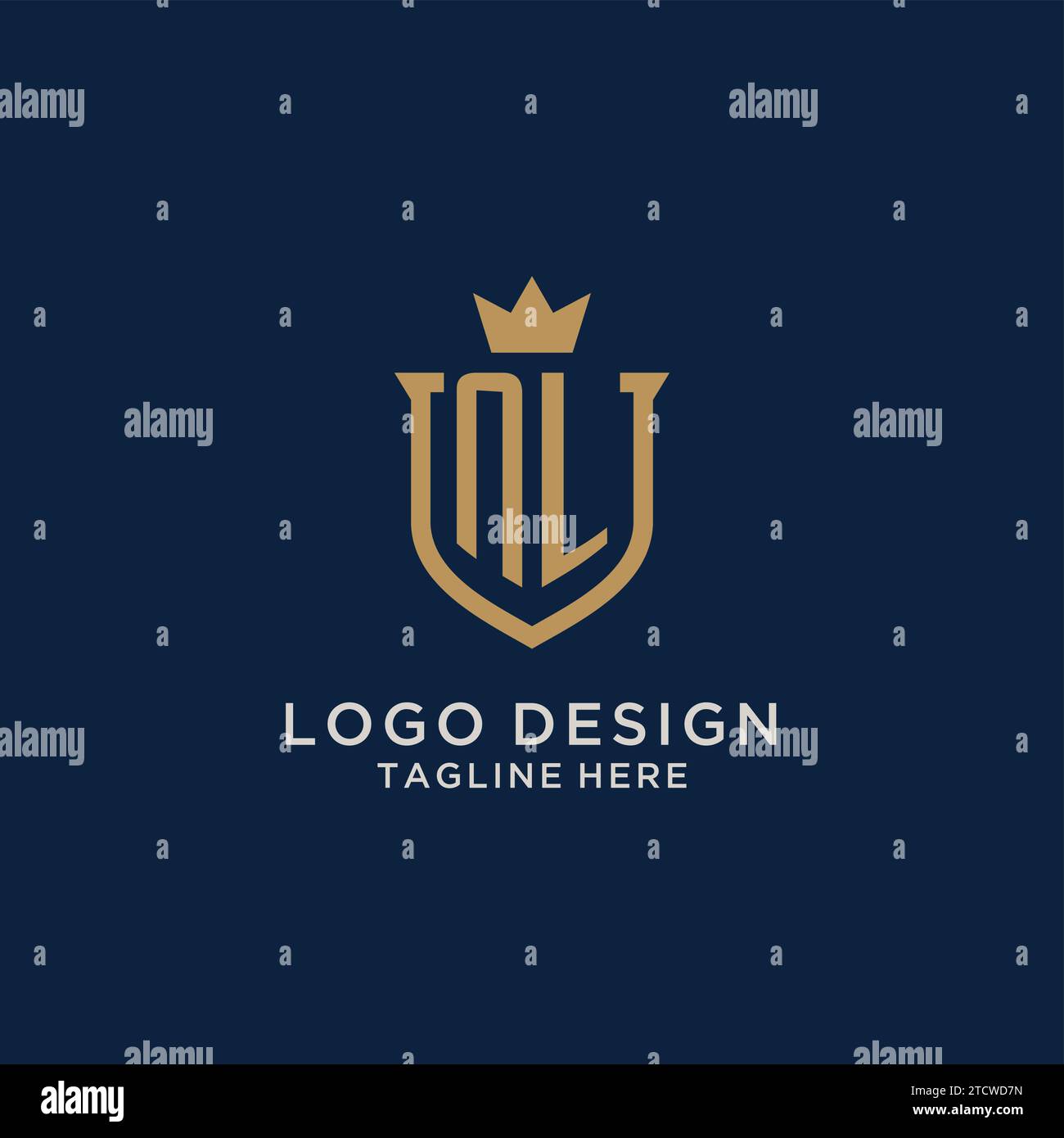 NL initial shield crown logo vector graphic Stock Vector