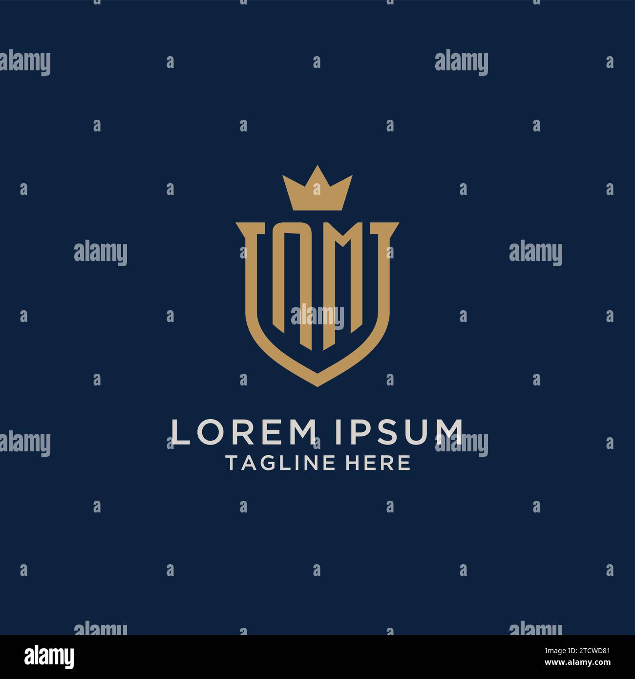 NM initial shield crown logo vector graphic Stock Vector
