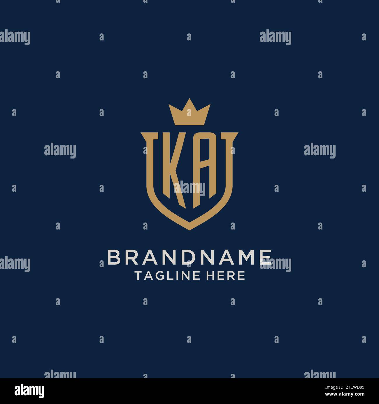 KA initial shield crown logo vector graphic Stock Vector