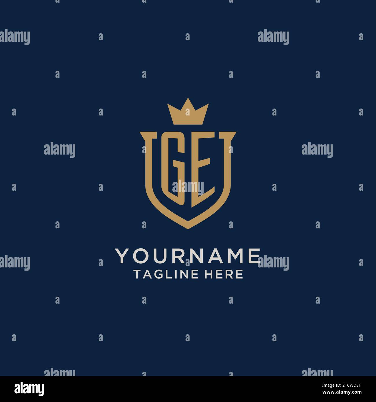 GE initial shield crown logo vector graphic Stock Vector