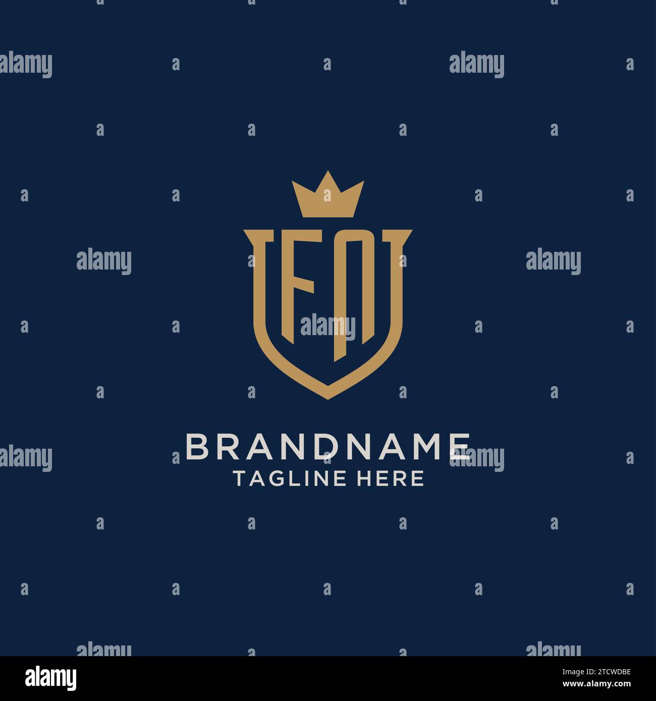 FN initial shield crown logo vector graphic Stock Vector