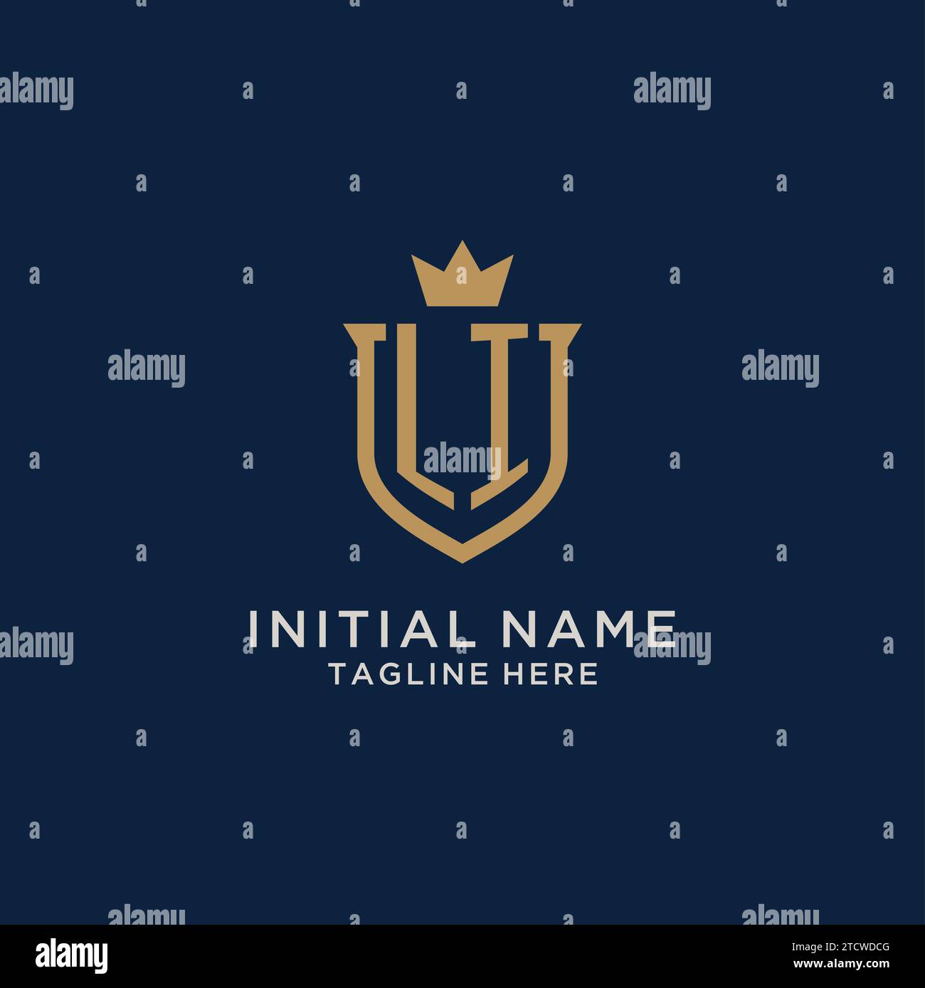 LI initial shield crown logo vector graphic Stock Vector