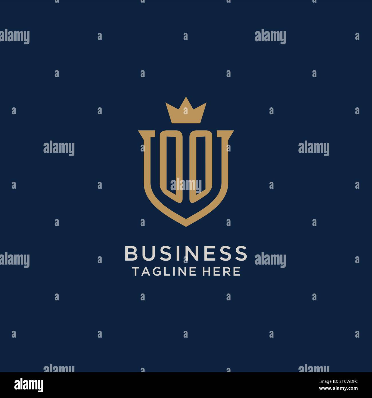 OO initial shield crown logo vector graphic Stock Vector