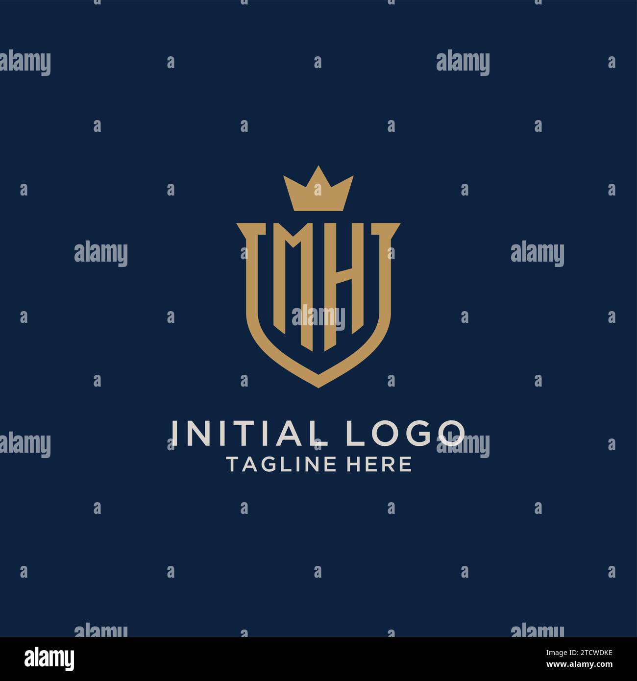 MH initial shield crown logo vector graphic Stock Vector