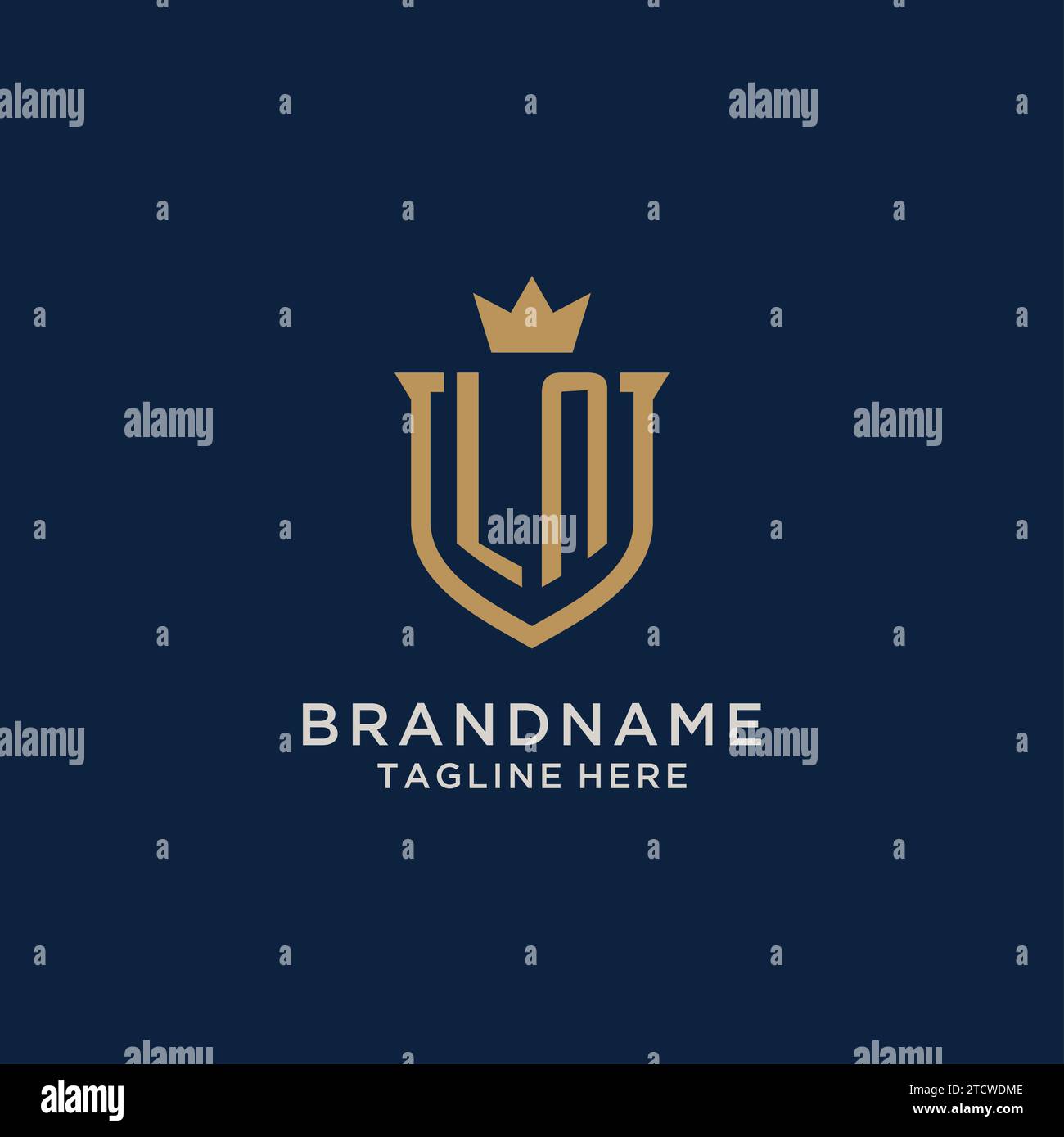LN initial shield crown logo vector graphic Stock Vector