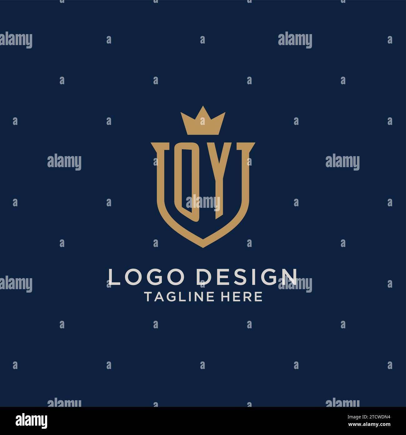 OY initial shield crown logo vector graphic Stock Vector