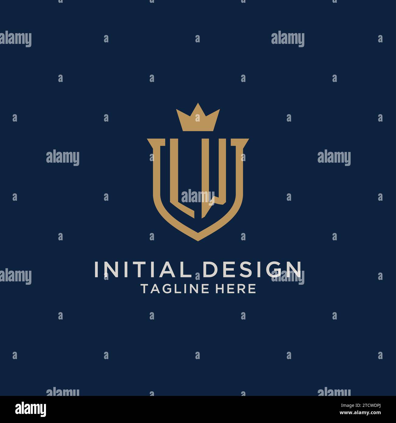 LW initial shield crown logo vector graphic Stock Vector