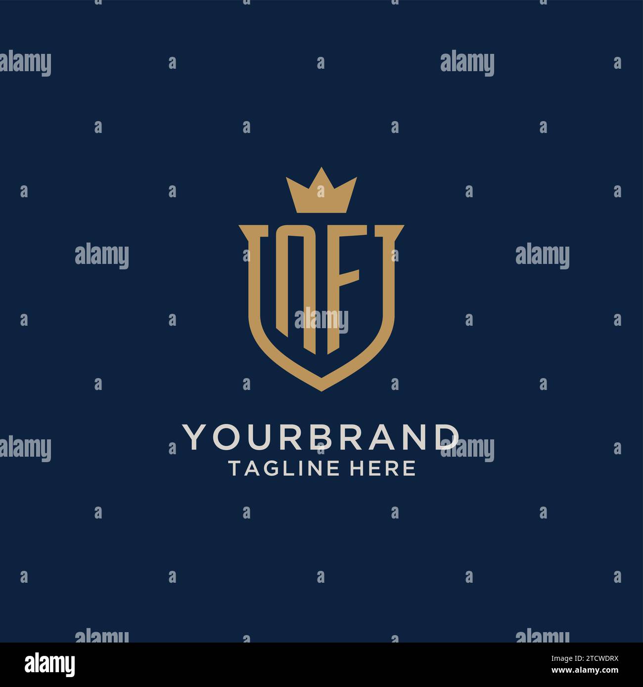 NF initial shield crown logo vector graphic Stock Vector