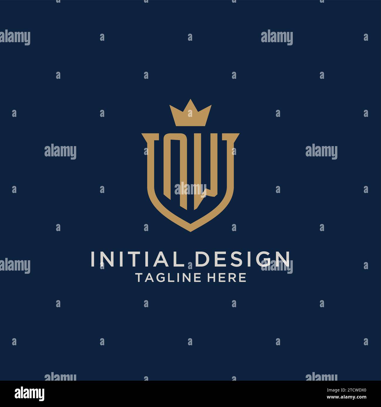 NW initial shield crown logo vector graphic Stock Vector