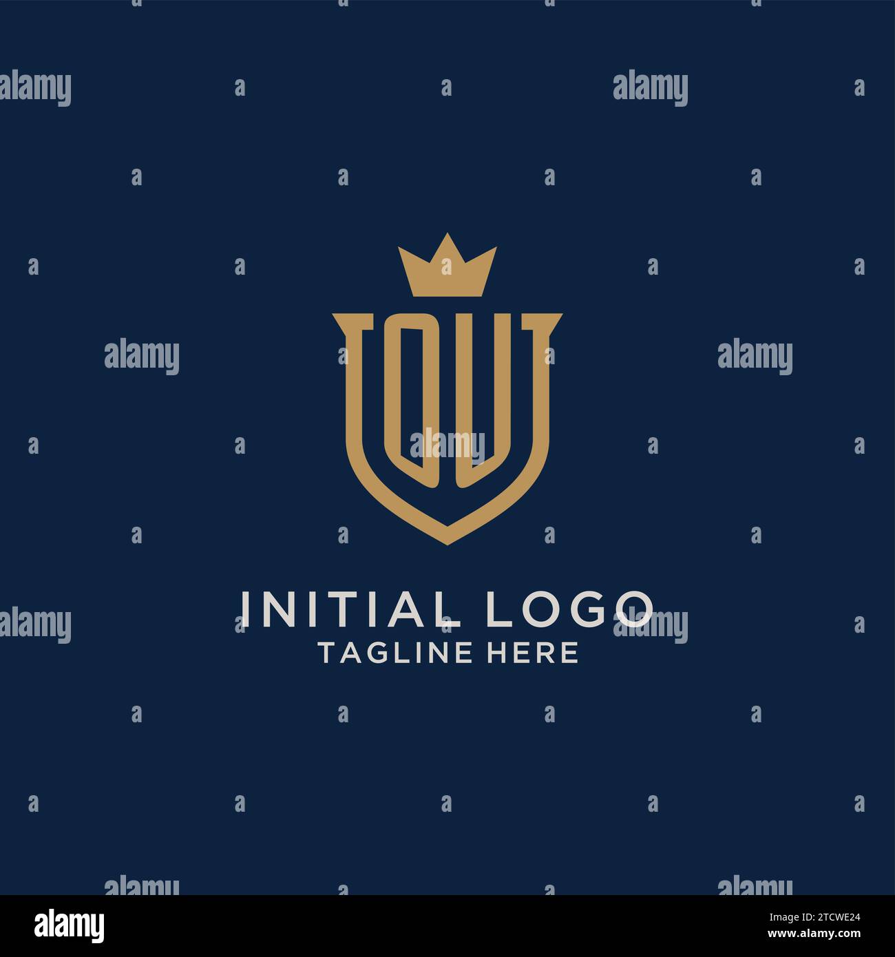 OU initial shield crown logo vector graphic Stock Vector