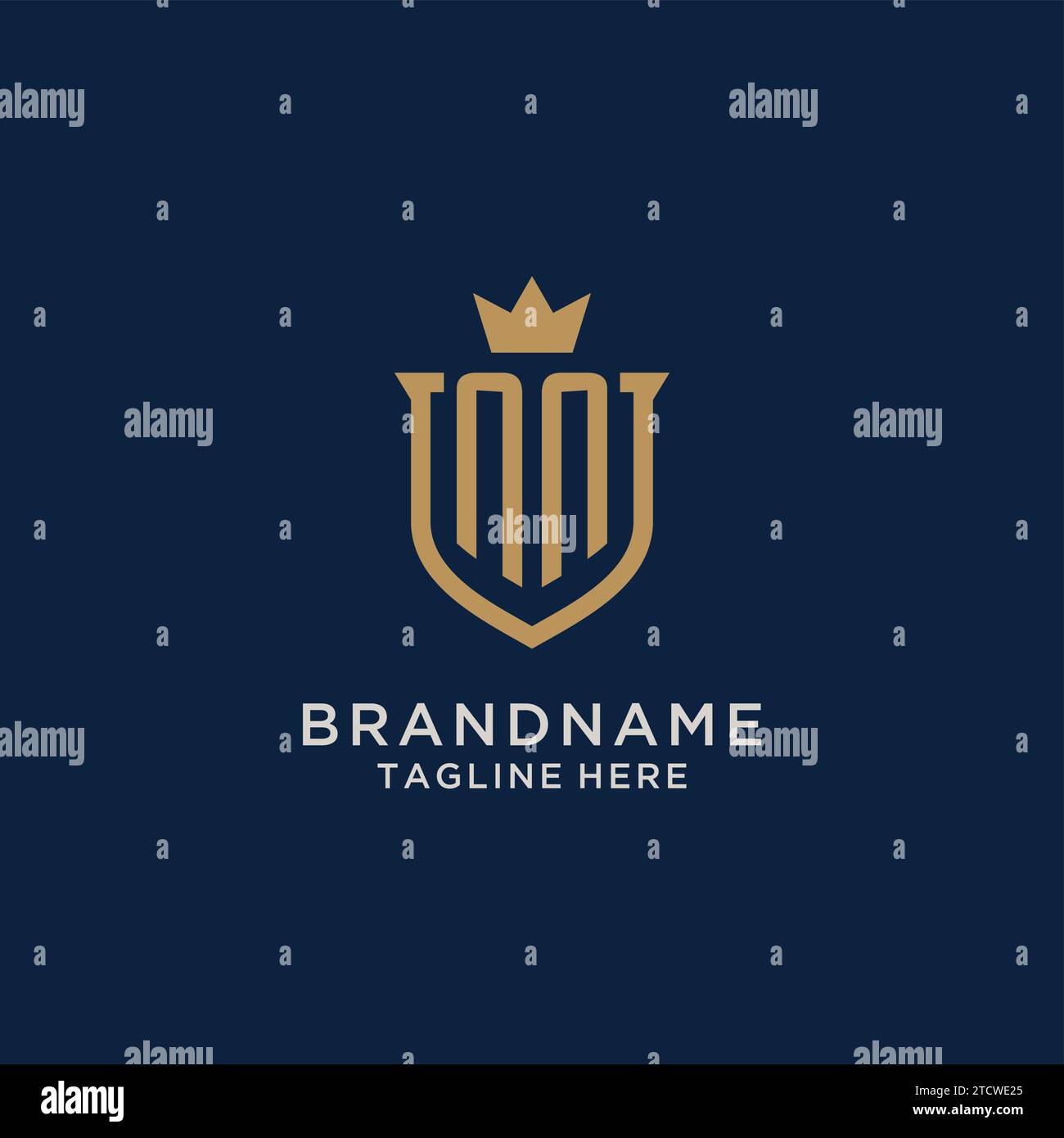 NN initial shield crown logo vector graphic Stock Vector
