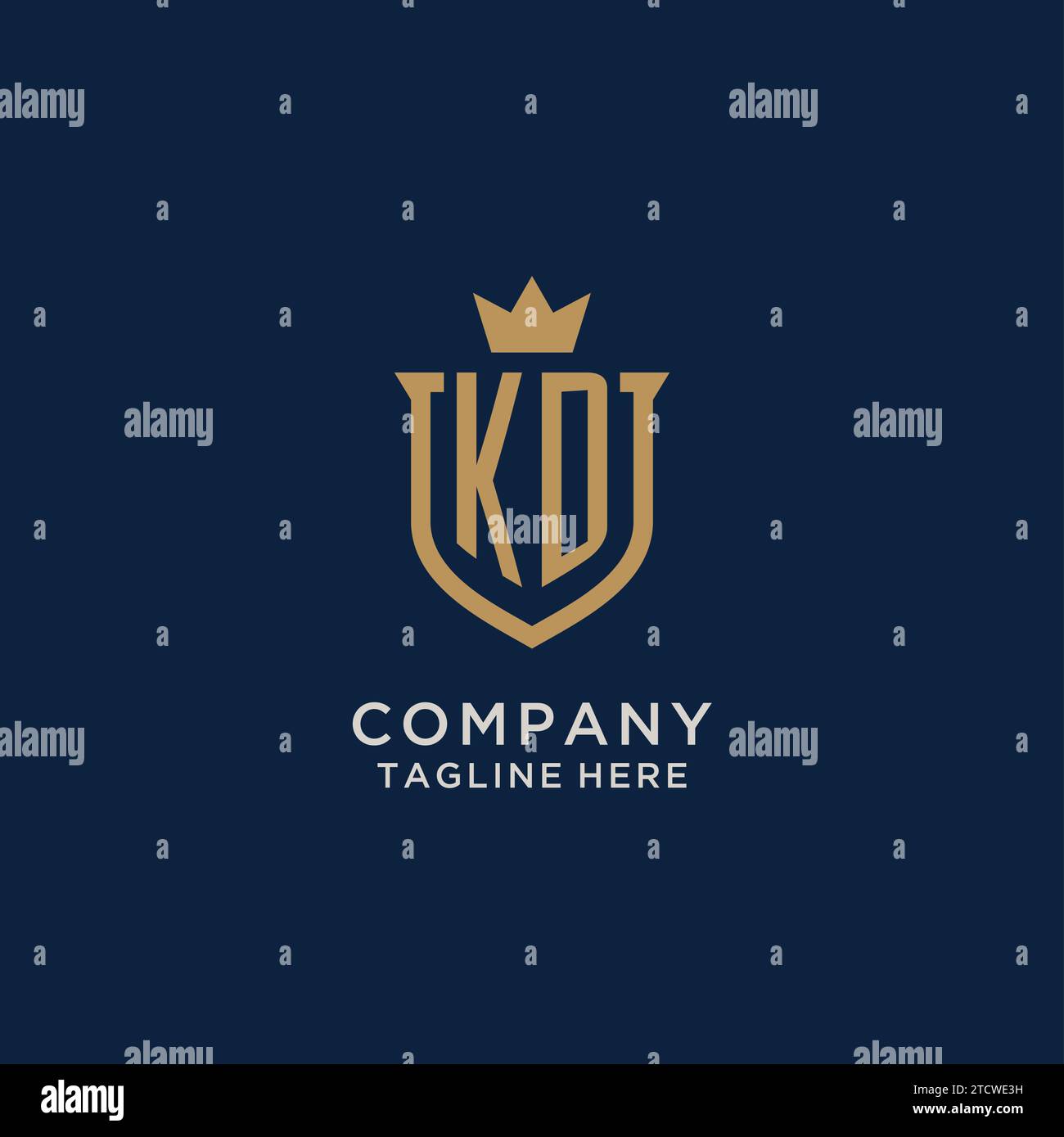 KD initial shield crown logo vector graphic Stock Vector